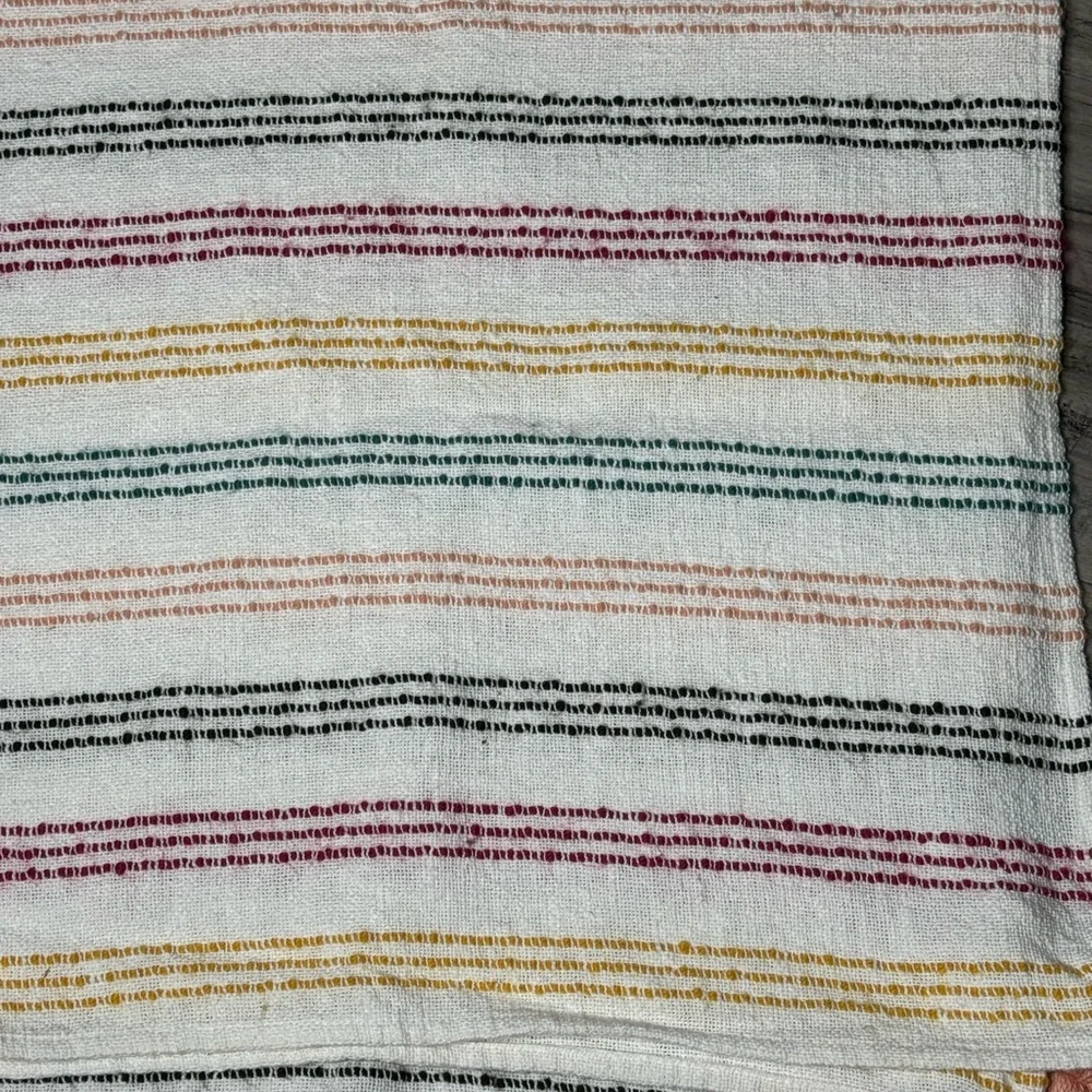 THRESHOLD TEXTURED STRIPE BOHO LIGHTWEIGHT TASSELED THROW BLANKET